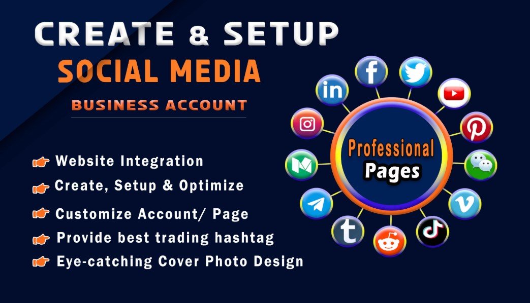 I will create and set up facebook business page, instagram, and all social media accounts
