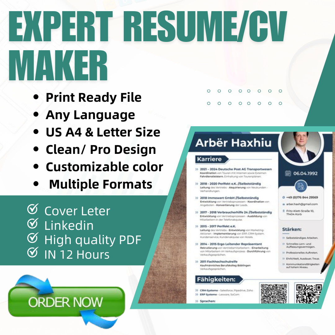 I will design resume and rewrite your cv as a professional CV maker