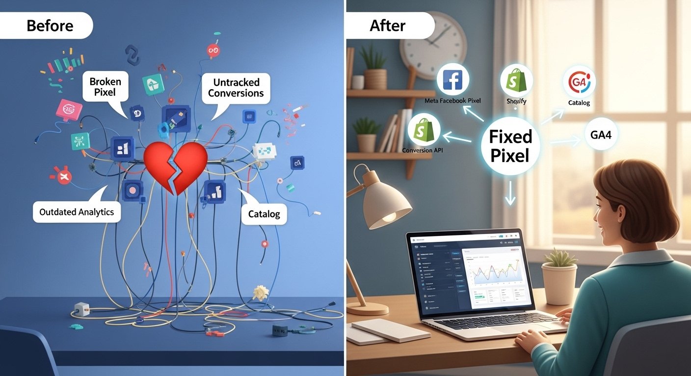 I Will Setup Meta Facebook Pixel, Shopify Conversion API, Catalog & GA4